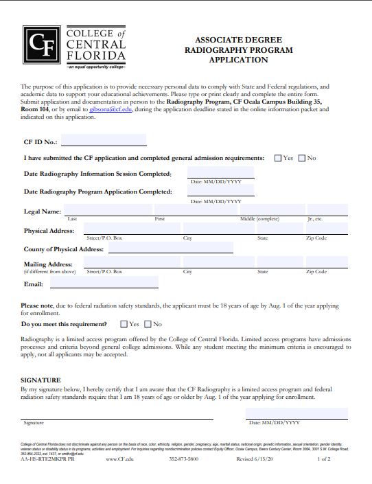 Radiography Program Application