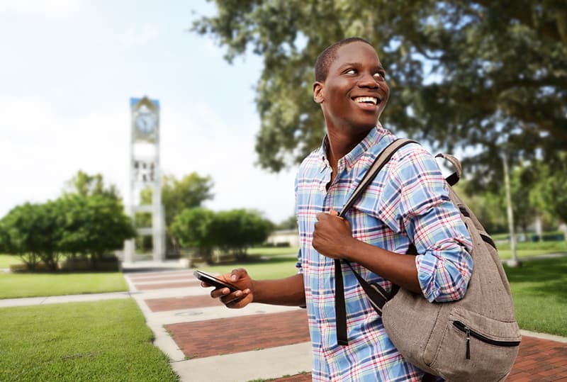 Students walking around campus