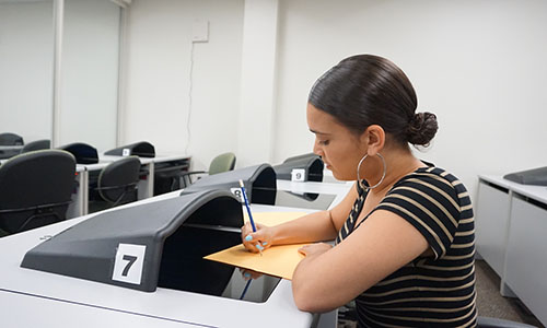 Student in Testing Center