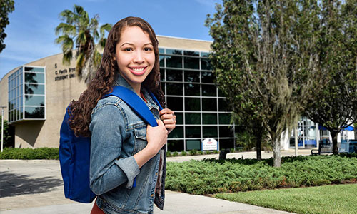 Student with backpack