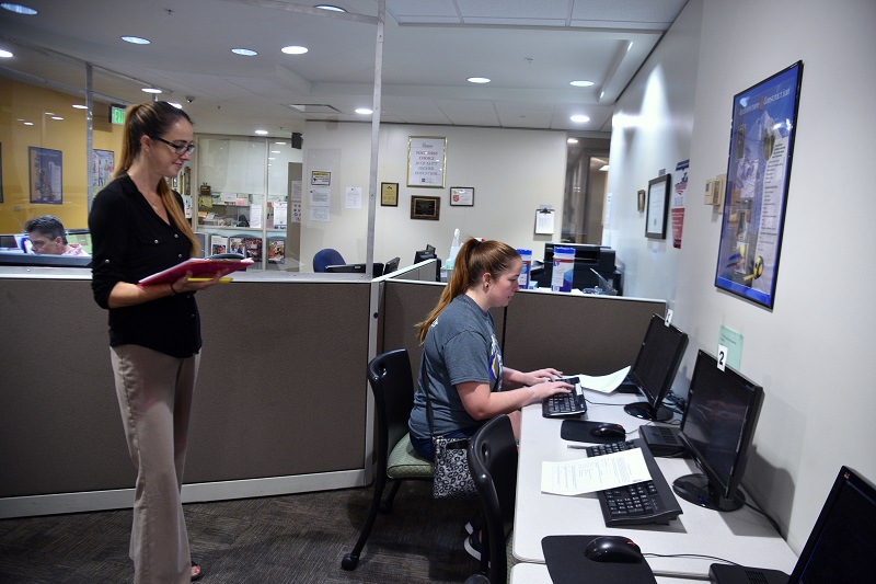 CF student in testing Center