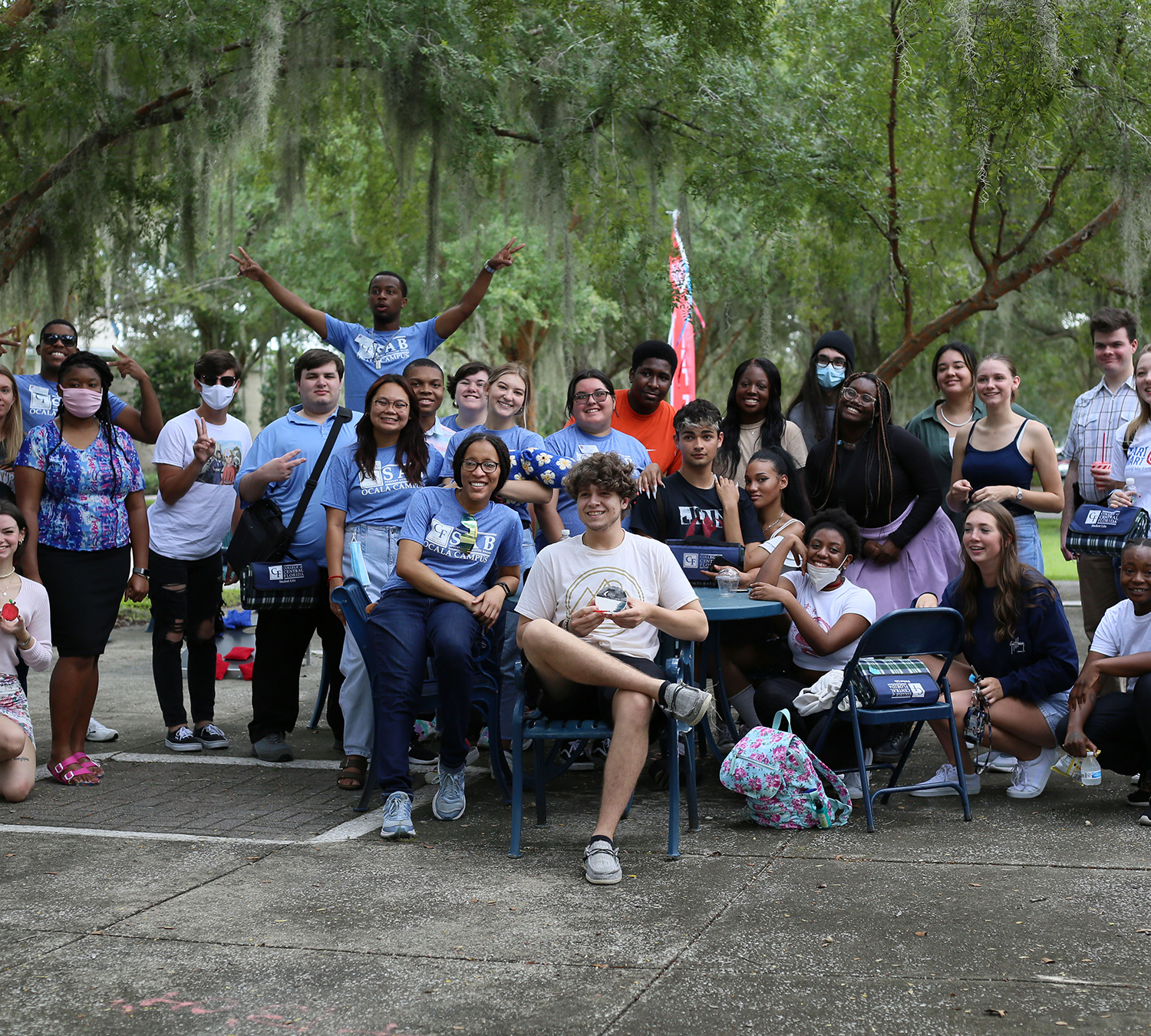 A group of students smiling