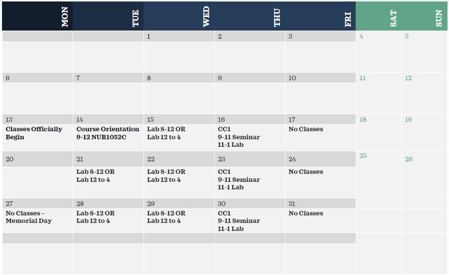 Nursing Calendar